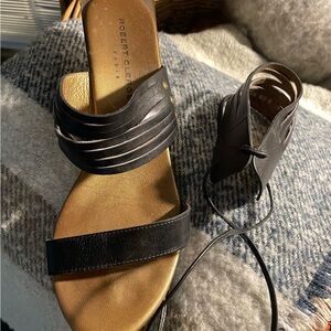 Robert Clergerie Black Leather Sandals Work of Art size 7